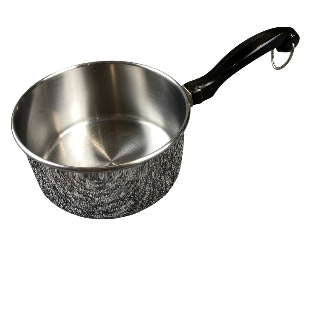 Farberware 1 Quart Stainless Steel Saucepan Black Handle Impact Bonded USA